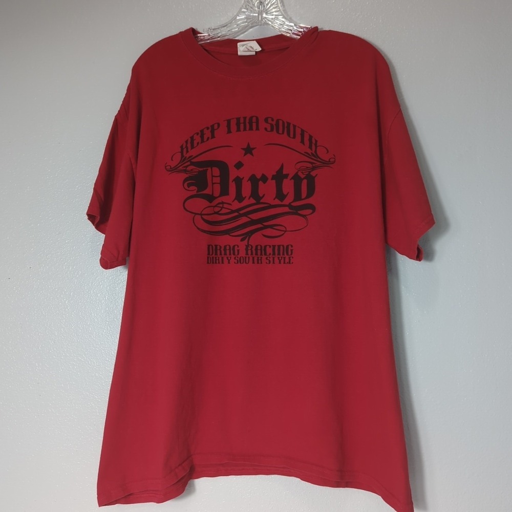 Drag Racing Dirty South Style Size XL Unisex Red Short Sleeve‎ T-shirt 224